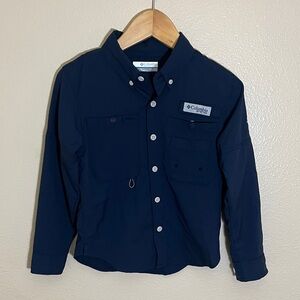 Columbia PFG Fishing Omni-Shade Navy Blue Button-Up Shirt